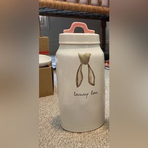 Rae Dunn Bunny Love tall large canister.